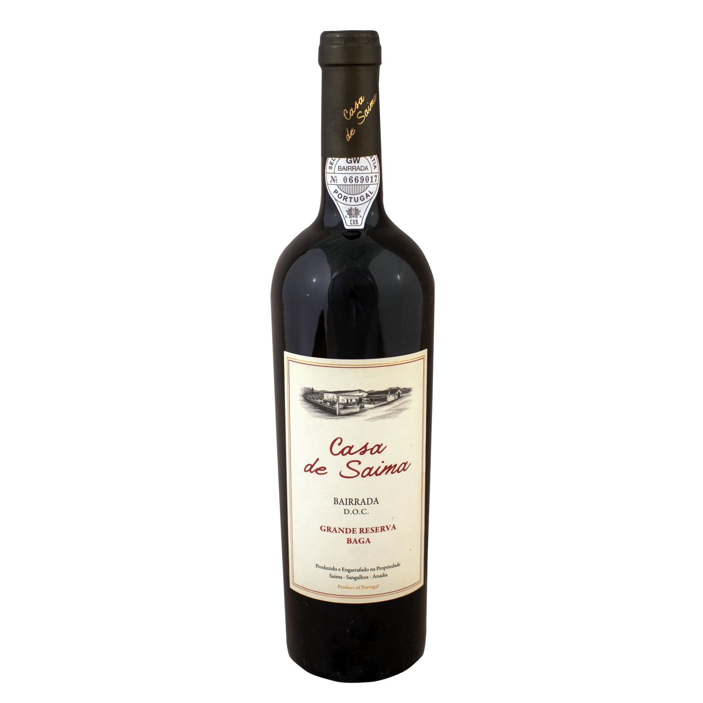 bottle of casa de saima grande reserva baga red wine